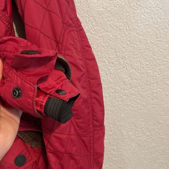 Superdry Motorbike Japan Womens Red Quilted Jacket Fleece Lined Size Medium - Picture 9 of 15